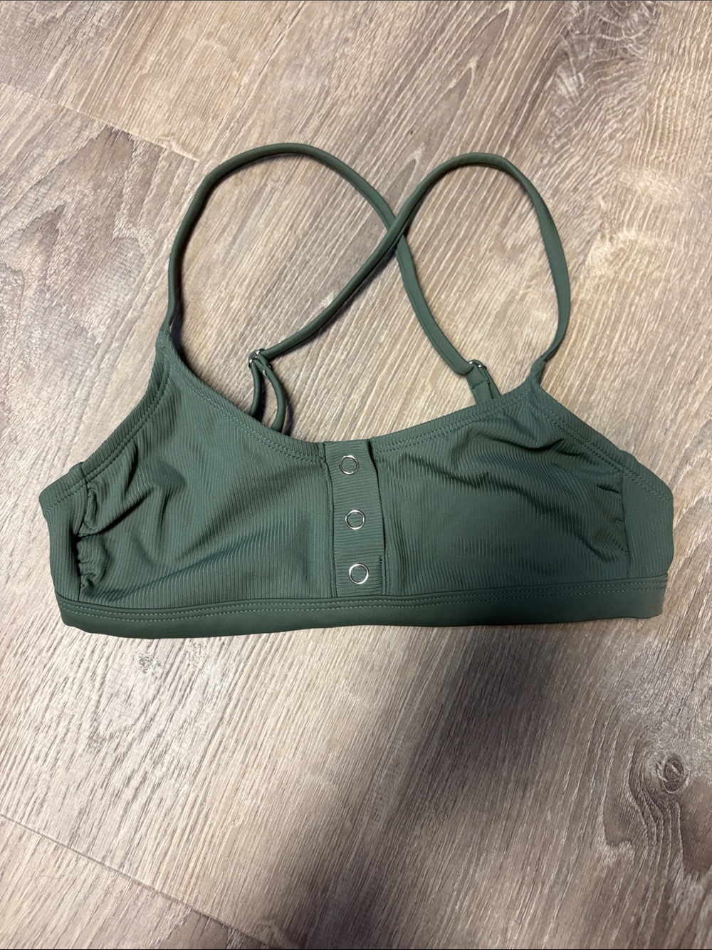 Xhilaration Olive Green Snap-Front Bikini Top